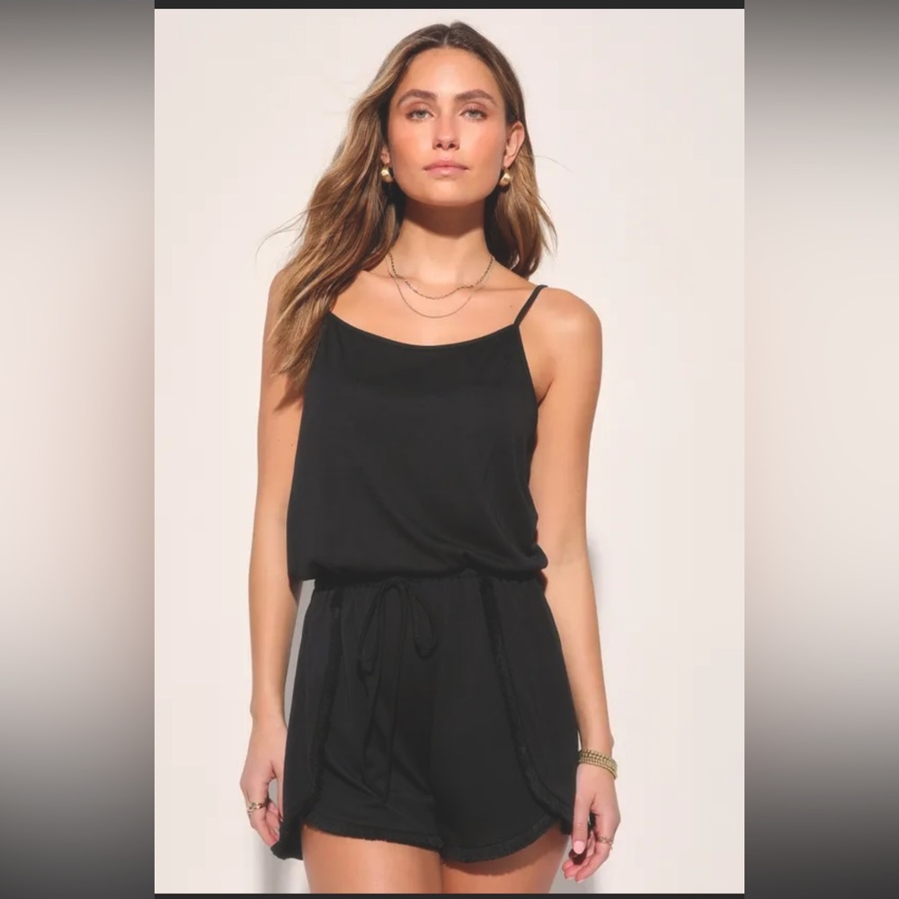 Lulus Minorca Black Romper Sz XL